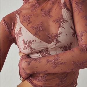 FREE PEOPLE Lady Luxe Layering top; size XL ; burgundy color